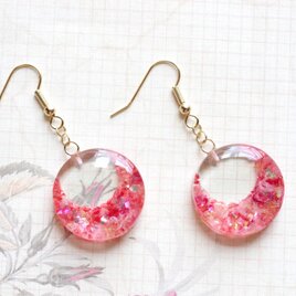 レジンアート　ラウンドピアス〈花言葉〉