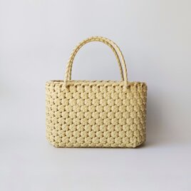 花結び編み手提げかご・クリーム【受注製作】