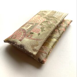 『御所雅〜藤』　チェスト織物御朱印帳袋　B6サイズ用　御朱印帳ケース　御朱印帳ポーチ　御所車　藤の花　数寄屋袋　桐生織物