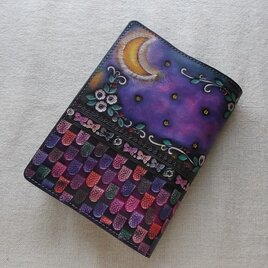 文庫サイズブックカバー 刻印、拭き染め 牛革