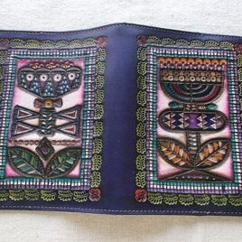 文庫サイズブックカバー 刻印、拭き染め 牛革