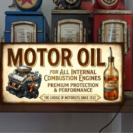 【オーダー無料】モーターオイル ガレージ 自動車 リペア エンジン レトロ 店舗 自宅 照明 看板 置物 雑貨 ライトBOX