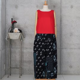 絣　パッチワークのぷっくらパンツ　 フリーサイズ   　着物リメイク　