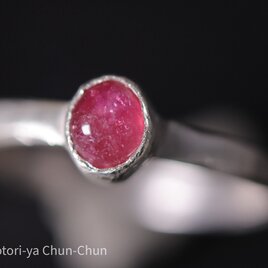 【この色、初めて見ました】タイで直接買い付けた　ビルマ産ノーヒート「さくら」サファイア・シルバーリング【さくらテントウ】