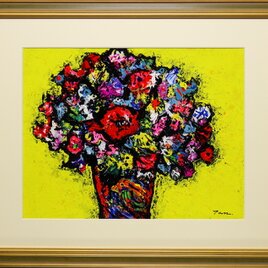 「Flowers」(NO.2608) 6号F ケント紙にアクリル絵の具 送料無料 画像をクリックすると全面画像になります