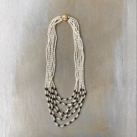 Vintage 90s retro fresh water pearl onyx necklace