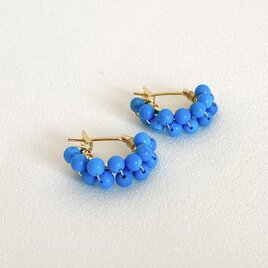 【ピアス】ターコイズ 2連 フープ ゴールド クロッシング ピアス アレルギー対応 K16GP