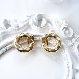 【フランス買付】ヴィンテージ ゴールド フィリグリー 透かし彫り イヤリング 1980s【1万円以上で送料無料】