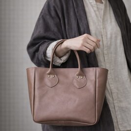 本革 トートバッグ スモールキャリーオールバッグ ローズベージュ 小さめ 2way 牛革 軽量