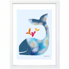 ほほえむクジラ　送料無料 　あらゆるお部屋のポスター　イラスト　ポスター　アートポスター　アート/sei検索新着順　4070