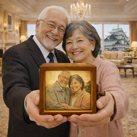 両親への贈り物に 写真入り木製フォトボックス｜名入れ可｜金婚式・銀婚式・結婚記念日