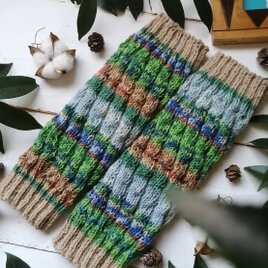 【М】青空〜オパール毛糸のスパイラル編みレッグウォーマー