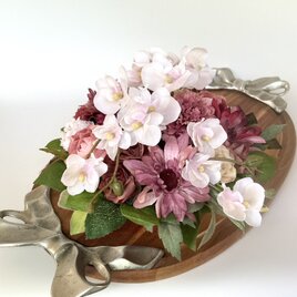 優しい色のフラワーアレンジメント　（造花、（造花、Lサイズ、母の日、結婚祝い、敬老の日）