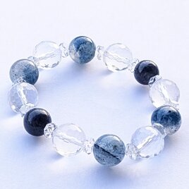 『スコルザライトインクォーツ（ラズライト）&サファイア&クリアクォーツのブレスレット✨思考と信念のブラッシュアップに』