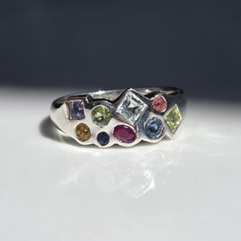 カラフル　カラーストーン　モザイクリング2　シルバーSV925