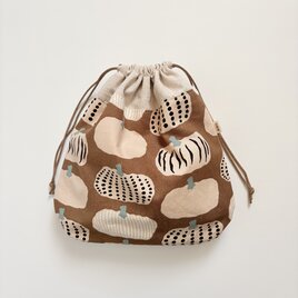 大きな巾着　茶色のかぼちゃ