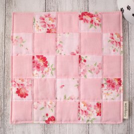 ペット用お食事マット　小型犬　猫　桜　フードマット　ご飯マット　ランチョンマット　犬グッズ　パッチワーク　ギフト　No.405