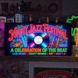【オーダー無料】JAZZ ジャズフェスティバル レコード ジャズ喫茶 レトロ 店舗 自宅 照明 看板 置物 雑貨 ライトBOX