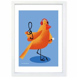 唄う鳥　鳥　送料無料 　イイネたのしいポスター　イラスト　ポスター　アートポスター　アート/sei検索新着順　4073