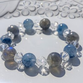 『スコルザライトインクォーツ（ラズライト）&ラブラドライト&クリアクォーツのブレスレット✨思考の習慣の変化に』