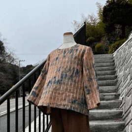 藍・柿渋重ね染めブラウス26012