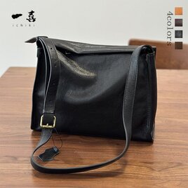 調節ベルト付き 実用的 本革レザー　ショルダーバッグ　斜め掛けバッグ　新作人気バッグ　ブラック S25