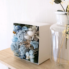 【数量限定】フラワーボックス　プリザーブドフラワー　ブルーSサイズ　母の日　男性にも