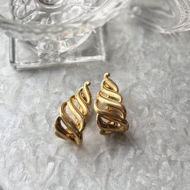 YN43-【 Napier 】ネイピア・ヴィンテージイヤリング  Goldtone Polished Thick Hoop