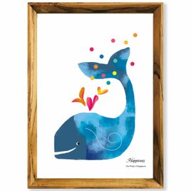 しあわせのクジラ　送料無料 　イイネたのしいポスター　イラスト　ポスター　アートポスター　アート/sei検索新着順　4075