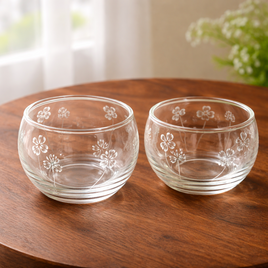 クローバーのカップ・ペア〜手彫りガラス〜