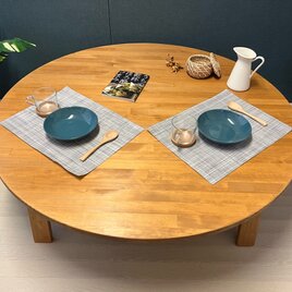 【送料無料】 ローテーブル 丸形 120cm パイン オーク 収納付 折り畳み脚 木組