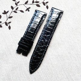 腕時計ベルト 20-18mm クロコダイル ブラック #215