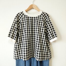 グッドラグランスリーブ Ｔブラウス チェック Ｍ～Ｌサイズ