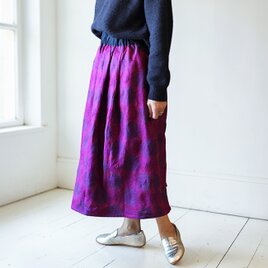 刺し子シルクカンタギャザースカート【パープルA】