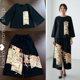 チュニック＆ワイドパンツ✿浴衣✿黒留袖✿風呂敷（着物リメイク） 3-11,12