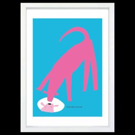 映った顔　犬　送料無料 　イイネたのしいポスター　イラスト　ポスター　アートポスター　アート/sei検索新着順　4077