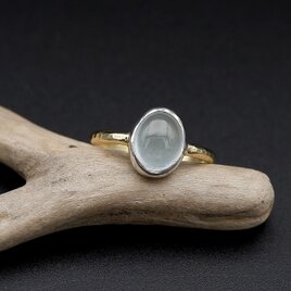 ミルキーアクアマリンのリング　約12号　～真鍮と銀の指輪～　天然石アクセサリー　指輪　一点物