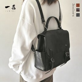 ショルダーバッグ　3WAY 本革通勤　新作ハンドメイドリュックサック長く愛される ブラック　S27
