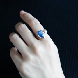 【リニューアル！】カイヤナイトのペアシェイプフォークリング シルバー 天然石のコピー