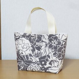 ミニトートバッグ★花柄（生成×濃グレー）