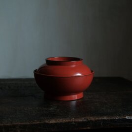 時代物◆赤で素敵。漆芸蓋付碗　古漆器　骨董・antiqures 古道具　大正〜昭和初期