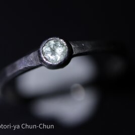 【実はツァボライトの色違い】蛍光ミントガーネット・シルバーリング【薄翠】