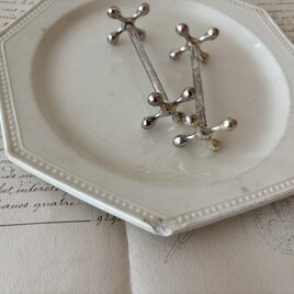 【2本set】フランスアンティーク　十字カトラリーレスト　シルバーメッキ