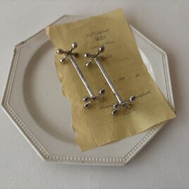 【2本set】フランスアンティーク　十字カトラリーレスト　シルバーメッキ