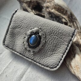 鹿革の小銭入れ ブルーラブラドライト