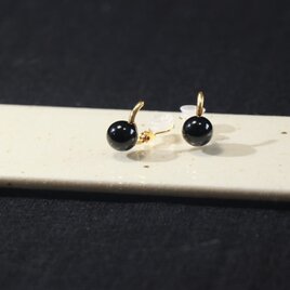 オニキスイヤリング（Sv925×K18コーティング）