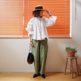 【Pre-order】Cotton 2Way Gathered Blouse OFF/W
