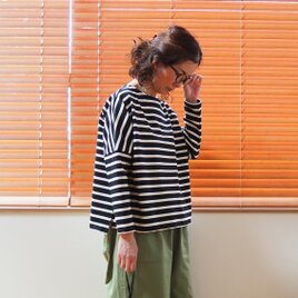 【Pre-order】Cotton border wide cut and sew BLACK