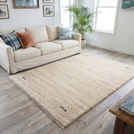 ペルシャ ギャッベ　リビング　ラグ　193x150cm　アイボリー　ベージュ　シンプル　RJ11461