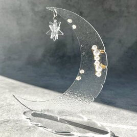 月と雲のアクセサリースタンド｜ピアス・イヤリング両対応。｜ギフト・プレゼント・ジュエリースタンド　収納